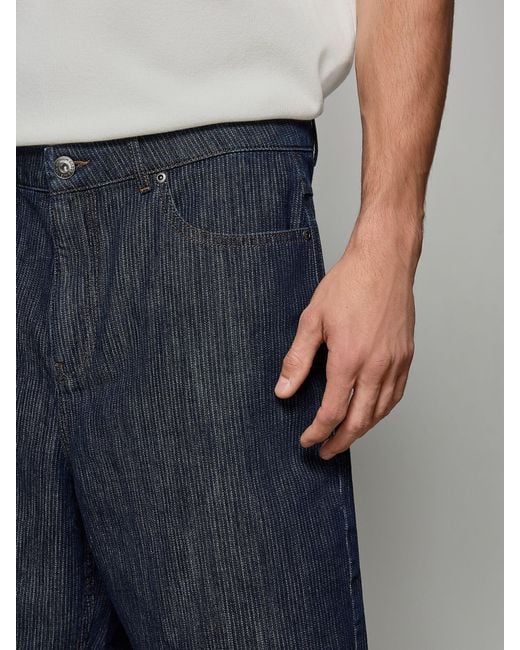 Next Blue 100% Cotton Stripe Denim Shorts for men