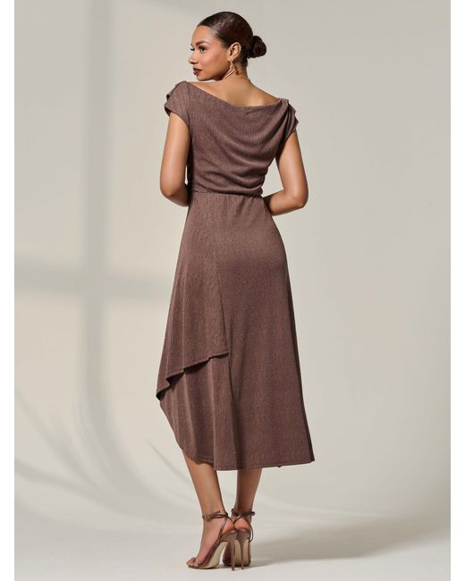 Jolie Moi Natural Asymmmetric Draped Midi Dress