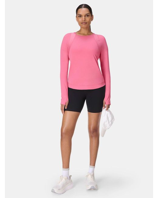 Sweaty Betty Pink Breathe Easy Mesh Long Sleeve Top