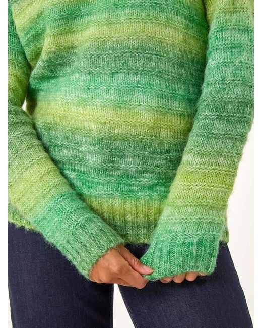 Roman Green Spacedye Stripe Crew Neck Jumper