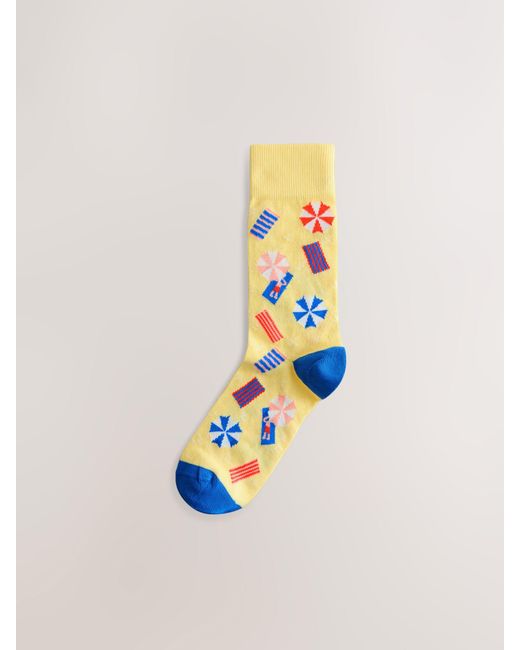 Next Blue Pattern Socks 5 Pack for men