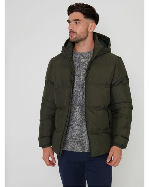 Threadbare Gray Showerproof Hooded Puffer Coat for men