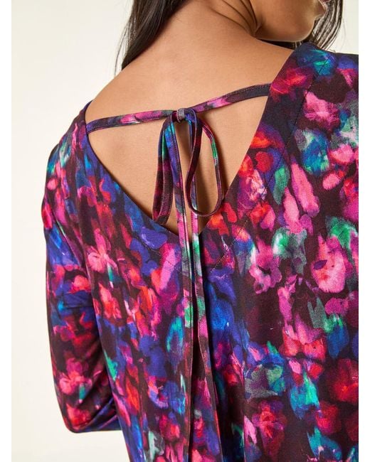 Roman Purple Petite V-Neck Swing Dress