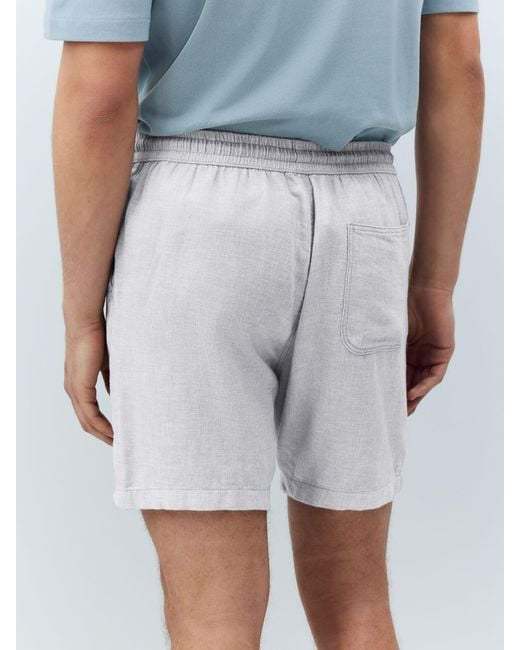 Next Gray Linen Blend Elasticated Waist Shorts for men