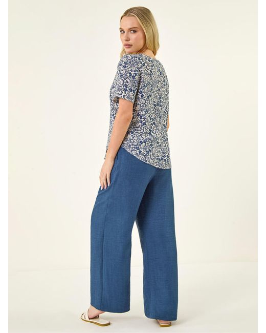 Roman Blue Petite Button Blouse
