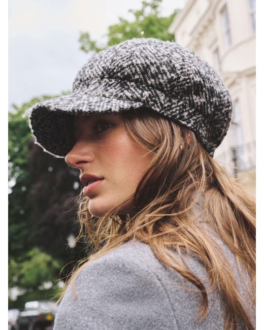 Next Gray Monochrome Herringbone Baker Boy Cap