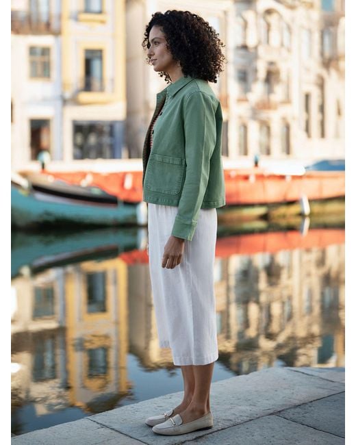 Yumi' Green Canvas Jacket With Patch Pockets