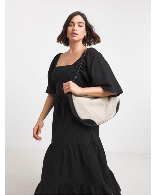 Simply Be Black 100% Cotton Bardot Broderie Maxi Dress