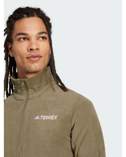 Adidas Green Terrex Multi Essentials Full Zip Fleece Jacket for men