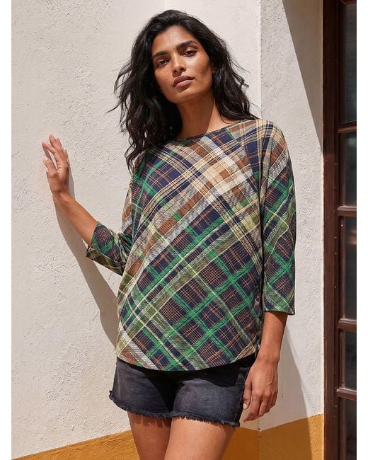 Roman Green Patchwork Round Hem Top