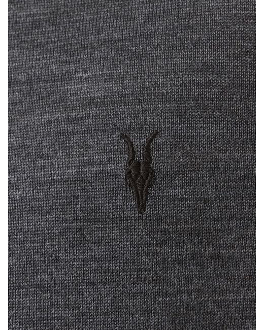 AllSaints Gray Allsaints Mode Merino Wool Short Sleeve Polo Neck Jumper for men