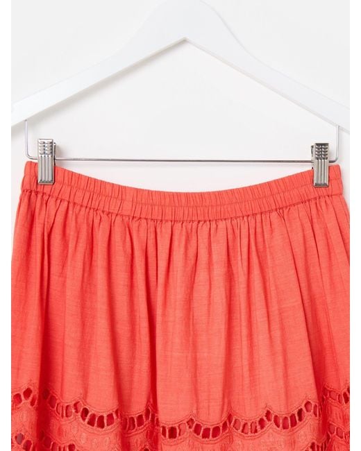 Oliver Bonas Coral Scalloped Cutwork Tiered Midi Skirt