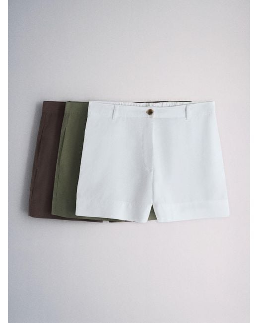 The Set Blue 3 Pack Lightweight Shorts With Linen