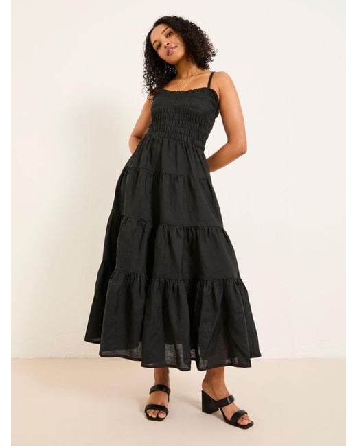 FatFace Black Tiered Strappy Dress