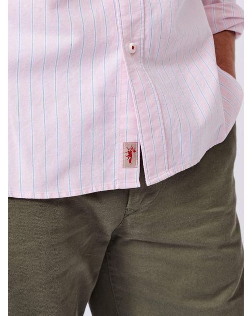 aubi Pink Aldridge Oxford Button Down Cotton Shirt for men