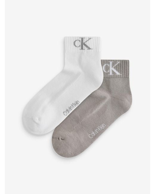 Calvin Klein White Monogram Socks 2 Pack for men