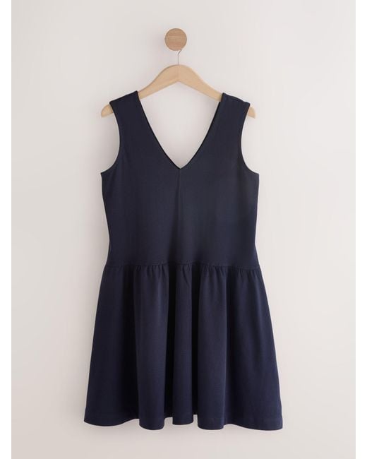 Next Blue 100% Cotton V-Neck Jersey Mini Summer Dress