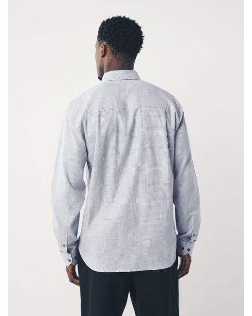 Next White Regular Fit Check Soft Touch 100% Cotton Smart Long Sleeve Shirt for men