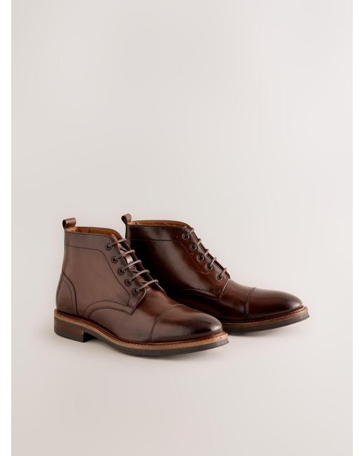 Next Brown Toecap Leather Boots for men