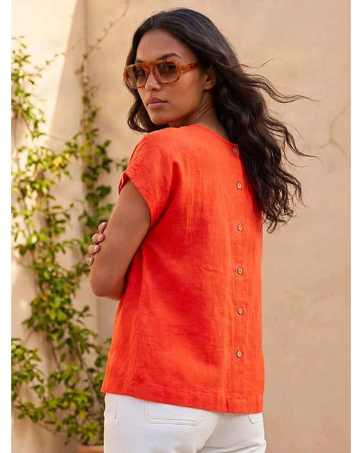 Roman Red Buttoned Back Shell Top