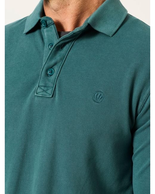 FatFace Green Fatface Long Sleeve Pique Polo Shirt for men