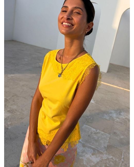 Never Fully Dressed Yellow Lace Insert Top