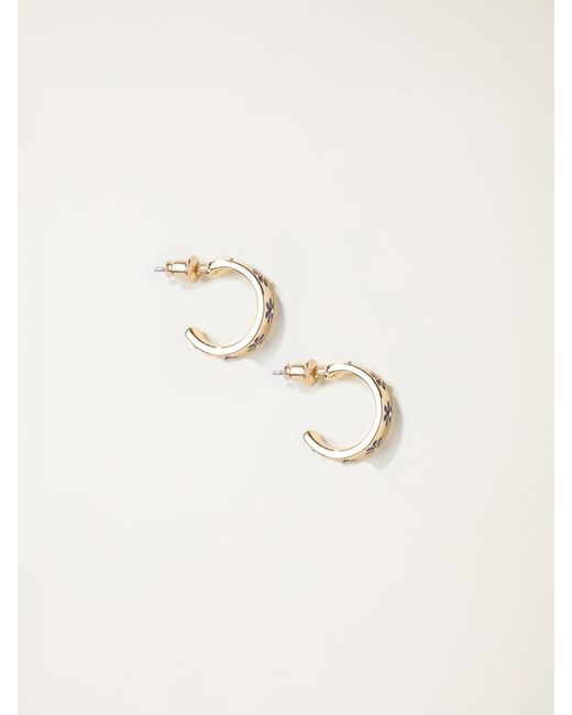 FatFace Natural Fatface Enamel Daisy Hoop Earrings