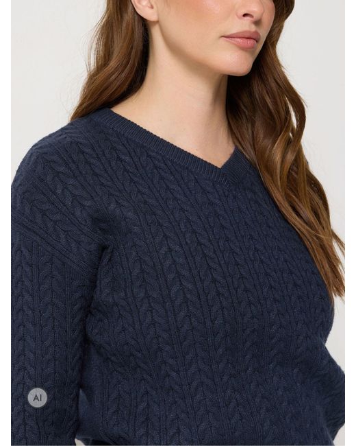 M Com Blue V-Neck Mini Cable Jumper