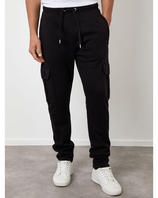 Threadbare Black Cargo Joggers for men