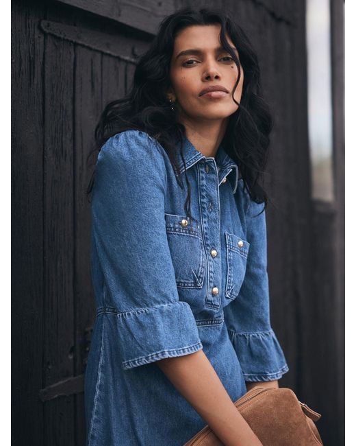 Mint Velvet Denim Midi Shirt Dress in Blue | Lyst