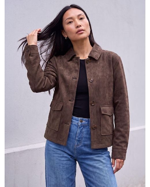Roman Brown Suedette Button Jacket
