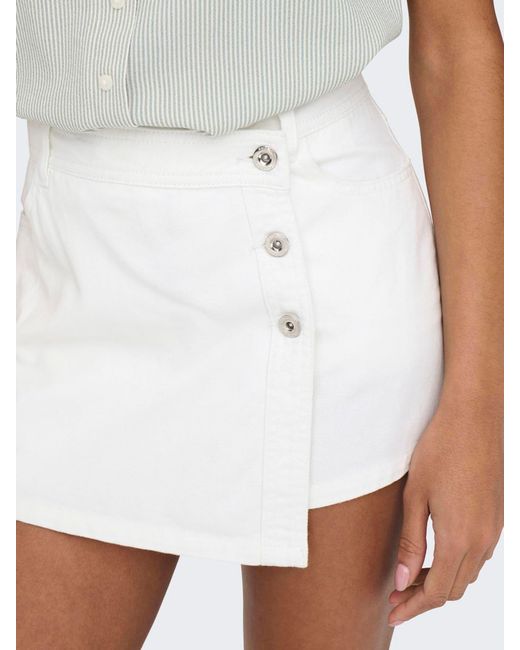 ONLY White Mini Denim Wrap Skort