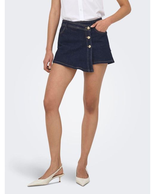 ONLY Blue Mini Denim Wrap Skort