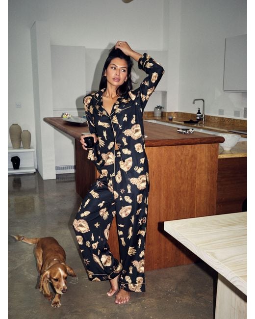 Never Fully Dressed Metallic Charm Satin Button Through Pyjamas