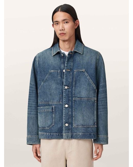AllSaints Blue Allsaints Mukesh Embroidered Jacket for men