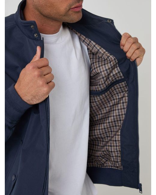 Threadbare Blue Showerproof Microfibre Harrington Jacket for men