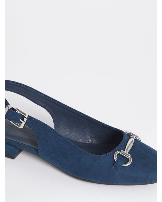 JD Williams Blue Low Block Slingbacks Heels With Snaffle Trim