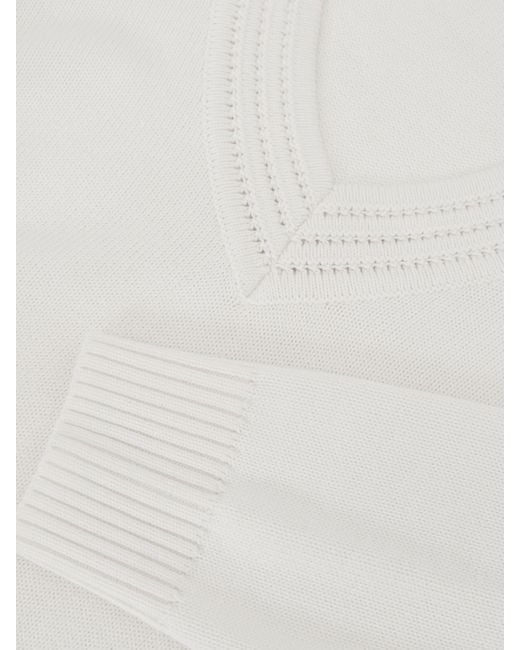 Reiss White Cherish - Ivory Cotton And Wool V-neck Jumper, Xs (us 2)