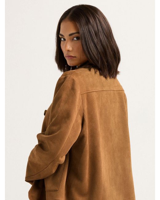 PixieGirl Petite Brown Pixiegirl Petite Suedette Patch Pocket Jacket