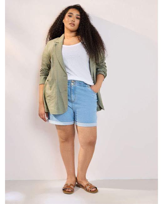 Yours Curve Green Relaxed Unlined Blazereu 44 (Uk 16)