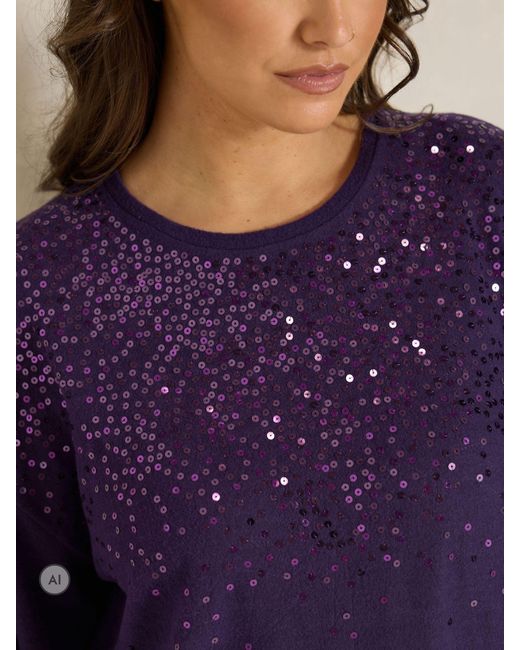 Evans Purple Sequin Embellished Top
