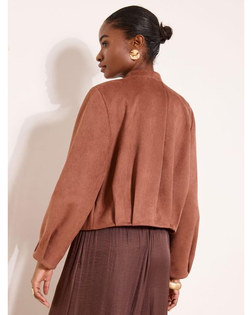 Lipsy Brown Collarless Bubble Hem Jacket