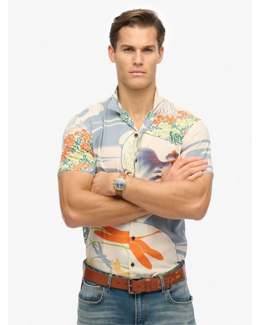 Superdry Gray The Merchant Store Hawaiian Shirt for men