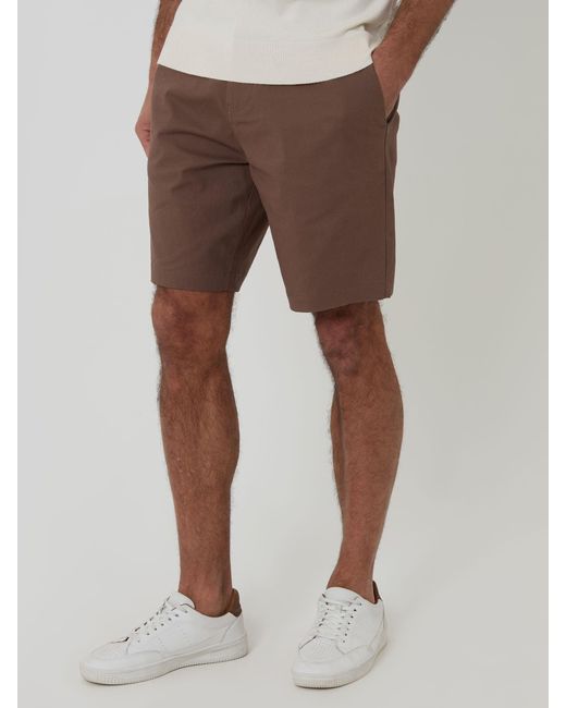 Threadbare Brown Stretch Chino Shorts for men