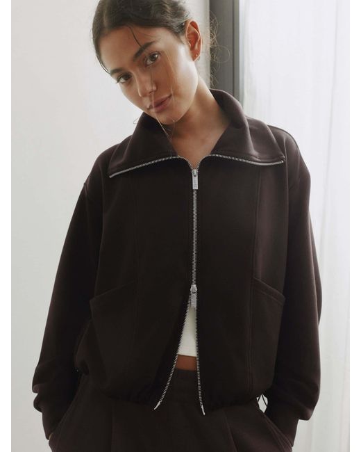 Self Black Full Zip Viscose Blend Jacket