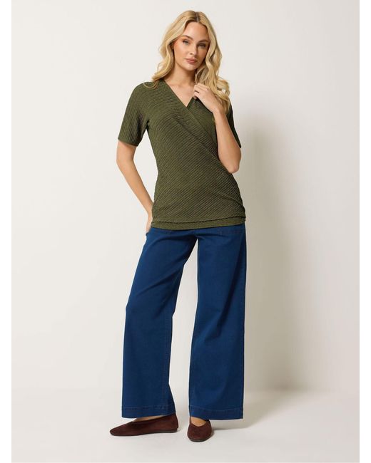 M Com Green Wrap Top