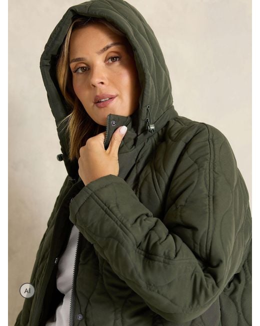 Evans Green Quilted Longline Coat