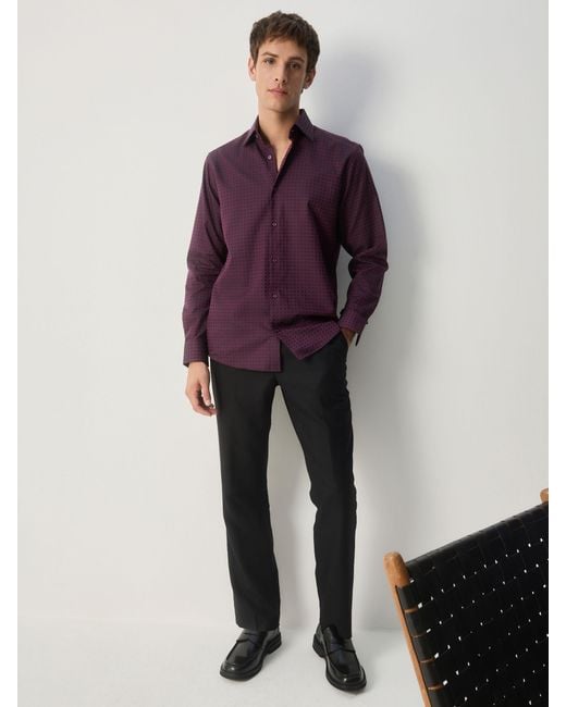 Next Purple Regular Fit Geometric Print Long Sleeve Smart Shirt for men