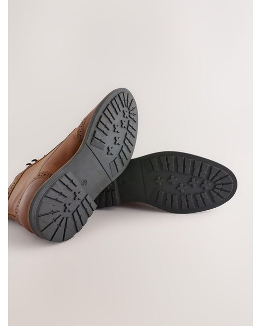 Next Brown Leather Brogue Boots for men