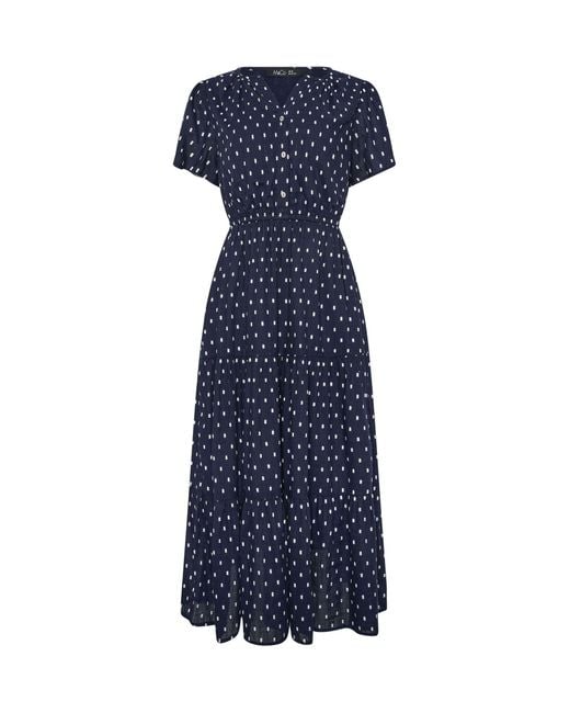 M Com Blue M & Co Button Dobby Tiered Maxi Dress
